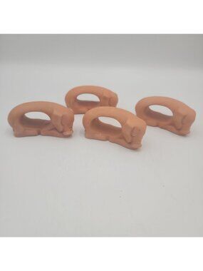 Set of 4 Toyo Terra Cotta Clay Pigs Farm Animal Napkin Rings 3"